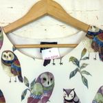 The Moon Owl All Over Print Dress Womens L Off White Short Sleeves Mod Kidcore Photo 3