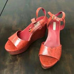 ZARA Salmon Pink Lacquered Wedge Sandal Size 36 (6 to 6.5) Photo 4