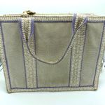 Eric Javits New York Lil Côte d’Azur Beige Purple Tote Bag Canvas Shoulder Bag Photo 5