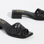 Seychelles Anthropologie Black Leather Woven Slide On Heels Size 7.5 Photo 0