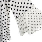 Green Envelope Black and White Polka Dot Blouse Business Casual Top Size M Photo 2