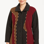CB‎ Wraps By Canvasbacks MultiColor ButtonDown Patchwork Fleece Jacket Small Blue Photo 0