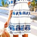 MODA INTERNATIONAL Grecian Embroidered Floral Cotton Dress, Size 2 Blue Photo 1