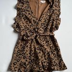 Lovers + Friends Jill Leopard Print Ruffle Romper Women Size Small Girlhoodcore Photo 3