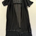 Women’s Black Lace Sheer Maxi Night Robe Sz S Photo 0