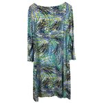 Pappagallo Boat Neck Long Sleeve Printed Mini Shift Dress Multicolor‎ Size XL Green Photo 1