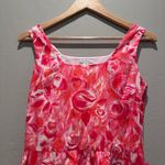 Garnet Hill Pink Floral Rose Watercolor Sleeveless Sun Dress Sz 6 Belted Barbie Photo 2