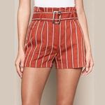 Sugar Lips  High Waist Paper Bag Rust Striped Shorts Photo 0