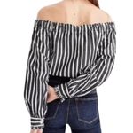 J.Crew NWT ~  Off The Shoulders Black & White Striped Blouse ~ Women's Size XXS Photo 2