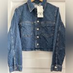 ZARA NWT  Limited Edition & Rare TRF Cropped Denim Jacket Women’s Size Large Photo 3