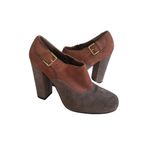MARNI Suede Buckle Colorblock Boots Heels Size 38 / US 8 Brown Photo 1