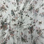 SO  Juniors Small Boho Floral Peasant Top Long Sleeve Lace Up Blouse White Photo 5