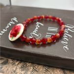 Handmade  Red Floral Beaded Gemstone Bracelet Photo 10