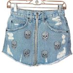 Carmar Beatrice Skull Patch Zip Front Skirt 26 Blue Photo 0