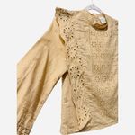 Tuckernuck  Hyacinth House Tan Eyelet Long Sleeve‎ Ruffle Gracelyn Blouse XS Photo 5