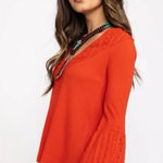 Free People  Red Parisian Nights Flowy Long Sleeve Top Photo 0