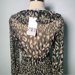 ZARA NWT Animal Print Long Sleeve Dress with ruffle skirt detail size S 8325/311 Photo 3