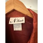 N Touch Metallic Mustard Long Sleeve Button Down Blouse Top Large Career Office Red Photo 3