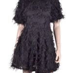 Endless Rose Gridded Mesh Feathered Puff Sleeve Mini Dress Black Sz XS Photo 1