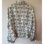Worth Long Sleeve Chain Print Button Up Shirt 100% Silk Cream Women's Size 16 Gold Photo 1