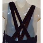 Rampage NWT Vintage Sexy Long Black Dress Sequined Back Straps, Side Slit 90s Photo 4