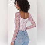 Lulus Lulu’s Abundant Admiration pink floral mesh bustier crop top  Soze Medium Photo 6