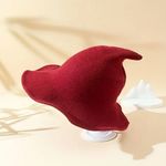 Whimsical Burgundy Witch Hat Lightweight Stylish Knit Construction One Size Photo 0