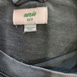 Aerie Sunset Terry Fleece Long Sleeve Sweatshirt Crop Raw Hem Dark Green Size XS Photo 6