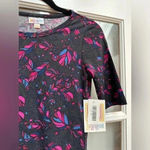 LuLaRoe | Black Pink Feather Print Bohemian Julia Fitted Sheath Dress Size XXS Photo 3