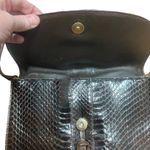 Vintage 70s La Belle snakeskin brown flap closure with split leather strap Photo 4