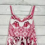 NWOT Floral Mojolica Boho Poplin Maxi Dress Womens Medium Pink Coquette Paisley Red Photo 1