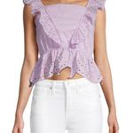 Koko + Mason eyelet lilac ruffle peplum top Large Purple Photo 0