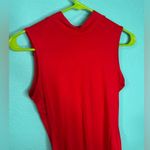 MANGOPOP Women's Mock Turtle Neck Sleeveless Tank Tops Bodysuit Red Photo 3