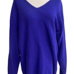 Steve Fabrikant Wool Blend V Neck Knit Sweater Purple wool Blue Medium Photo 0