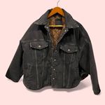 Levi's Heavy Levi’s black denim quilted lining trucker oversized jacket fly pockets Photo 3