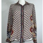 Hale Bob Women’s Silk  Longsleeve Button Down LARGE Photo 0