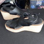 Corkys Black Vegan Leather Jute Wedge Sandals Size 9 Photo 3