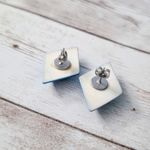 Vintage Earrings for Pierced Ears Blue Large Diamond Shape Photo 4