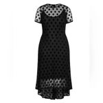 City Chic Plus Size Spot Flock Black Mesh Hi Low Midi Size 14 NWT Photo 4
