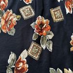 Vintage 90s Satin Floral Maxi Skirt WhimsiGoth Grunge Country Boho Size Medium Black Photo 3