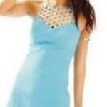 Lilly Pulitzer  larina gold blue eyelet tank dress size 8 Photo 0