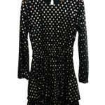 Black Gold Layer Hem Black Y2K Classic Long Sleeve Mini Small Dress Photo 1