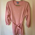 Draper James  Bobbie Sweatshirt Dress in Pink Embroidered Viola Size Medium Photo 5
