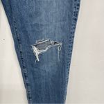 Uniqlo  Medium Wash Distressed Mom Jeans Womens 26 Blue Raw Hem Denim 90s Baggy Photo 2