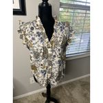 Elan Floral Ruffle Trim Sleeveless Top Blouse Size Medium Cotton Photo 2