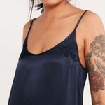 Obey  Navy Embroidered Plunge Slip Dress S Photo 3