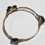 Bourbon and Boweties Bourbon & Bowties Purple Iridescent Faceted Wire Wrapped Bangle Bracelet Photo 3