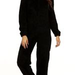Zip Up Hooded Teddy Jumpsuit with Ears Black Photo 3