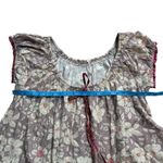 Free People  Frankie Cotton Tunic dress Shirt Floral Tie Front Boho M Stone Photo 4