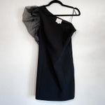 CINQ A SEPT One Shoulder Tulle Puff Sleeve Black Mini Dress Size 4 Photo 5